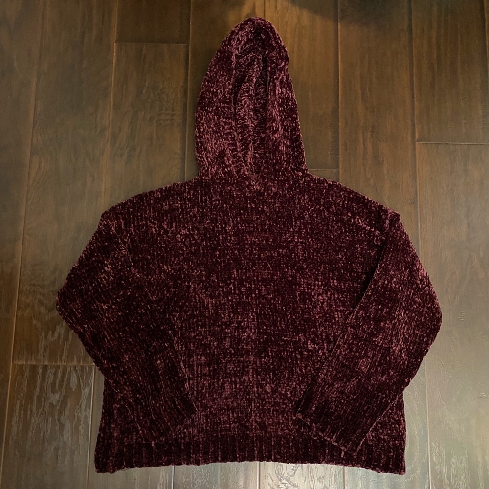 Forever21 Maroon Chenille Woven Hoodie